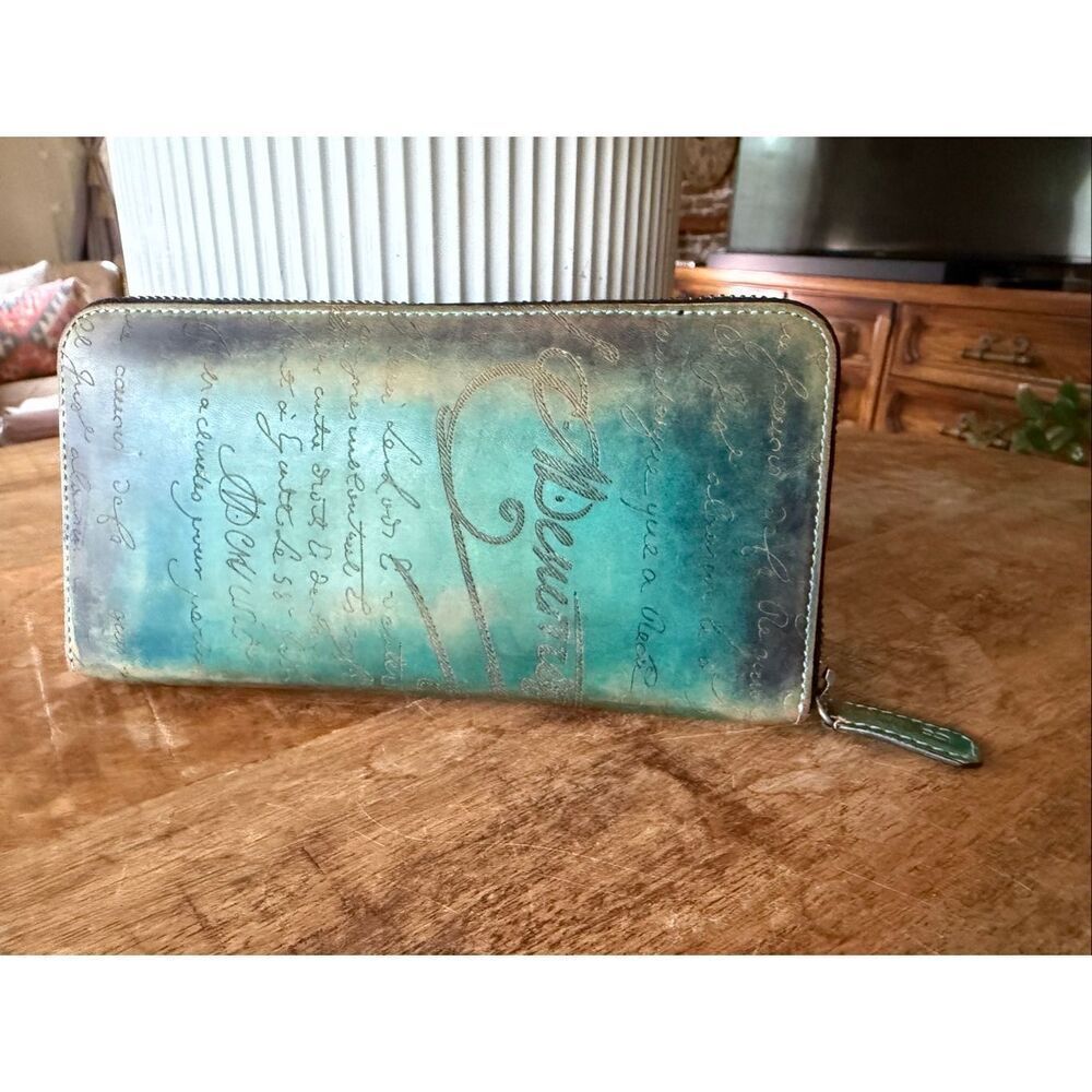 Vintage Berluti Paris Men’s Scritto Patina Zip Around Long Wallet